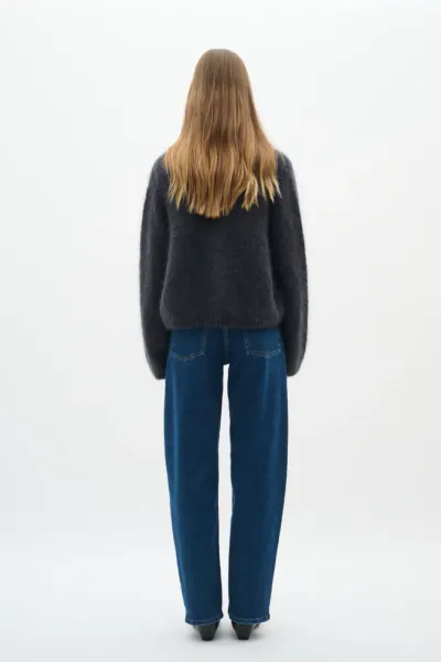Cardigan Jetra Mohair Dark Grey Melange In Wear 