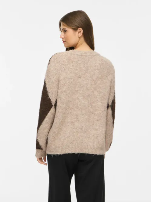 Hovedbilde Victora O-Neck Jacquard Knit Natural Melange VILA