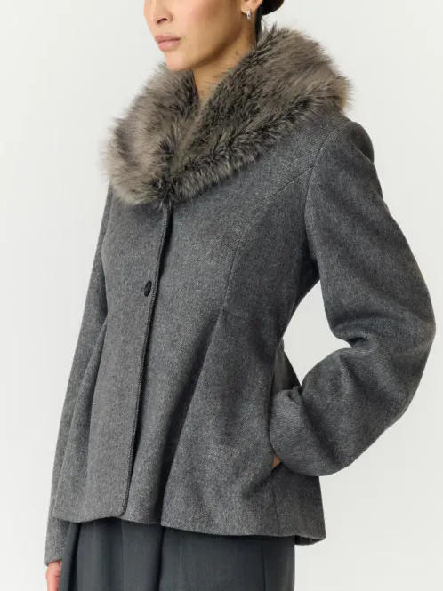 Hovedbilde Josera Furry Collar Jacket Medium Grey Melange ...