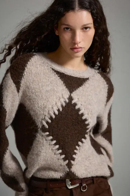Hovedbilde Victora O-Neck Jacquard Knit Natural Melange VILA