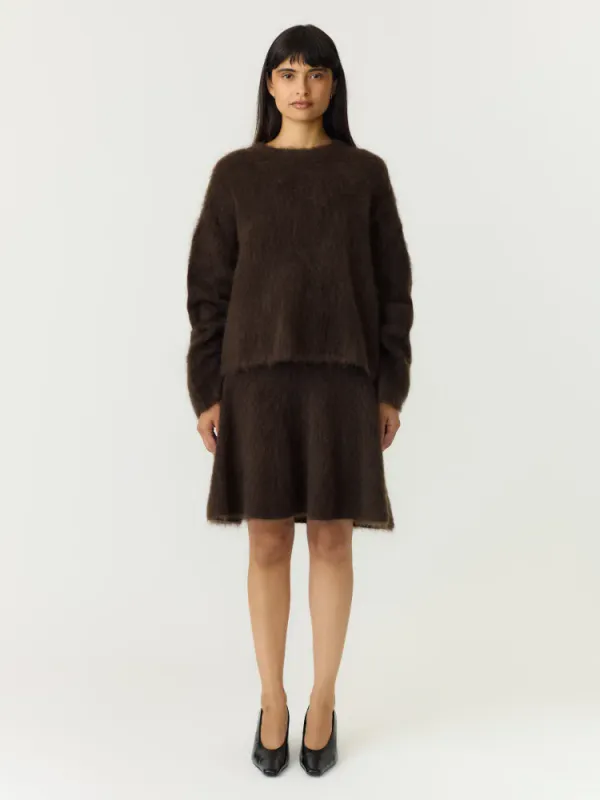 Tilde Mohair Blend Knit Skirt Mole Melange YAS