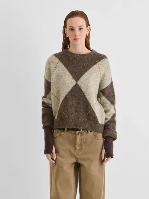 Hovedbilde Argyle LS O-Neck Knit Canteen Gothic Olive Rouge ...