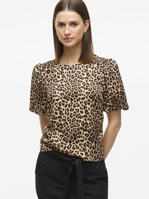 Hovedbilde Viellette Satin Puff Top 2/4 Leopard Caramel Cafe ...