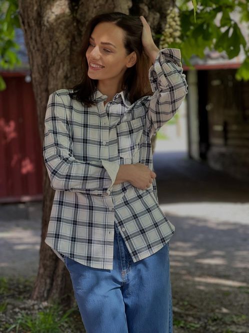Hovedbilde Bomullsskjorte YanaPW Big Dark Navy Check Blue ...