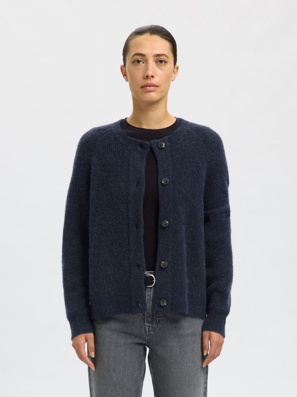 Lulu LS Short Cardigan Dark Sapphire Melange Selected Femme 