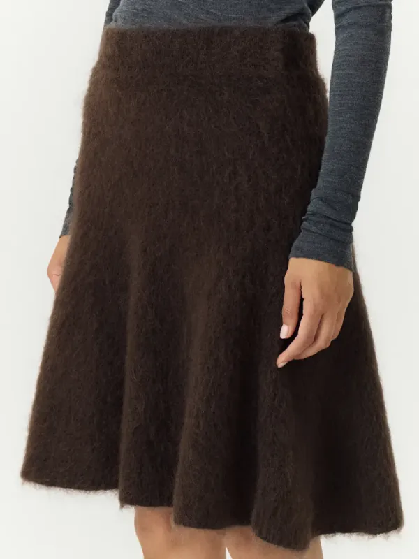 Tilde Mohair Blend Knit Skirt Mole Melange YAS