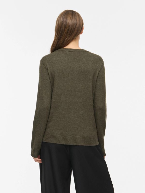 Viril O-Neck LS Knit Top Forest Night Dark Melange VILA
