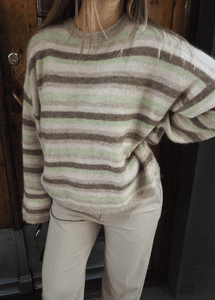 Hovedbilde Lulu Ls Knit Button O-Neck Pure Cashmere Stripes ...