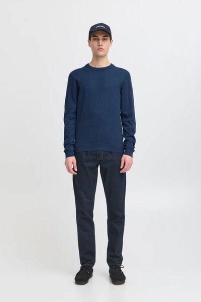 Halfdan Crew Neck Knit Medieval Blue Melange - Blue Casual Friday 
