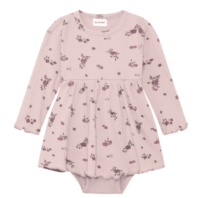 Hovedbilde Body Dress Langermet Rib Flower Fawn Minymo