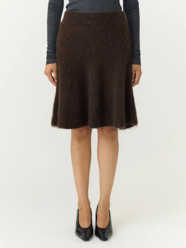 Tilde Mohair Blend Knit Skirt Mole Melange YAS